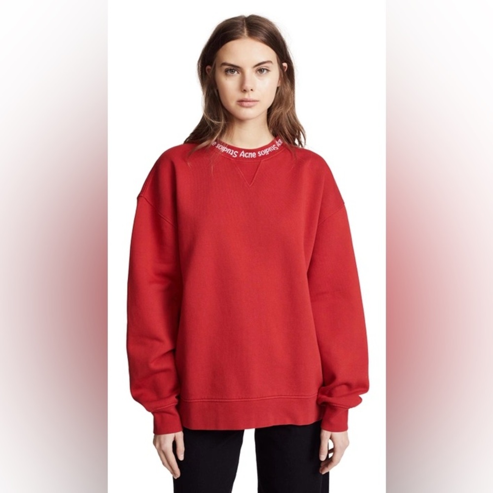 Acne studios collar logo red sweatshirt size small